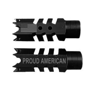 .223/5.56/.22LR Shark Muzzle Brake 1/2x28 Pitch - Proud American US Flag
