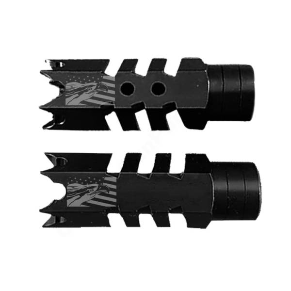 .223/5.56/.22LR Shark Muzzle Brake 1/2x28 Pitch - US Flag Eagle