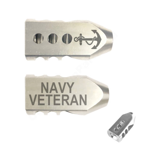 .223/5.56 TANKER Stainless STEEL MUZZLE BRAKE Laser Engraved - Navy Veteran