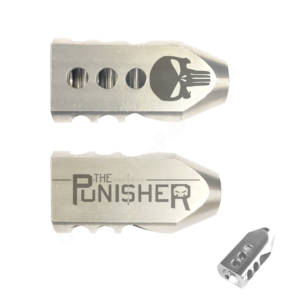 .223/5.56 TANKER Stainless STEEL MUZZLE BRAKE Laser Engraved - the Punisher Skull