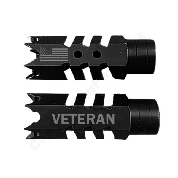 .223/5.56/.22LR Shark Muzzle Brake 1/2x28 Pitch - US Flag Veteran